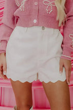 Sail Blue Scalloped Hemline Light Wash Denim Shorts