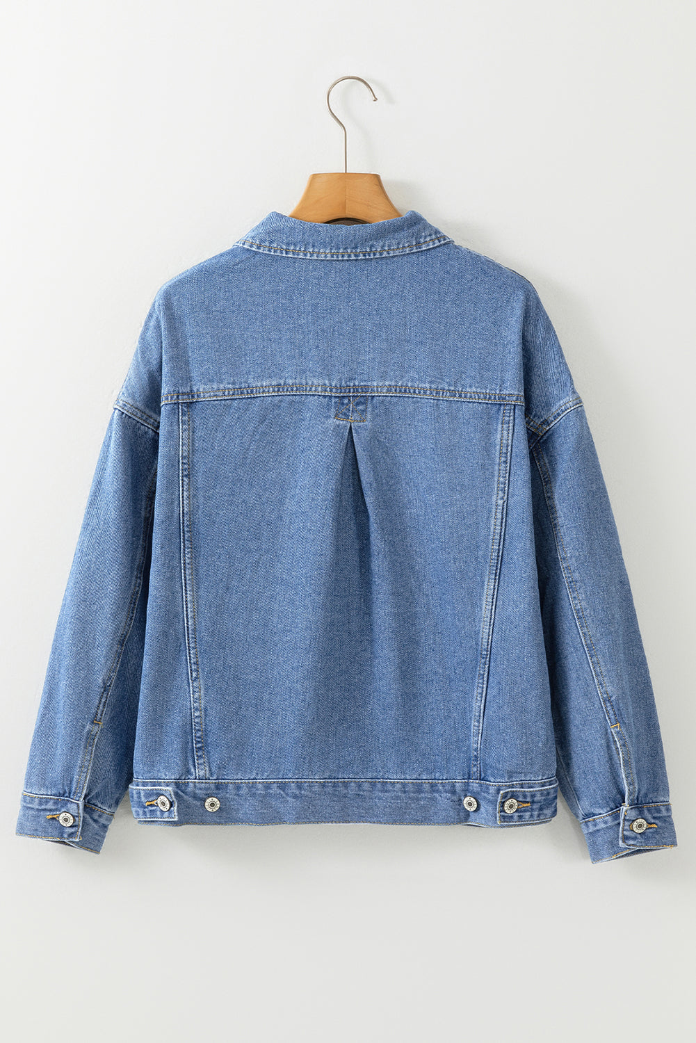 Light Blue Washed Oversize Pocketed Denim Jacket Lootquake LLC