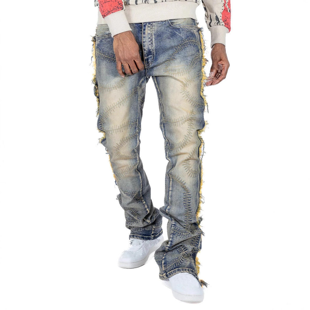Men's Trousers Slightly Stretch Embroidered Jeans Lootquake LLC