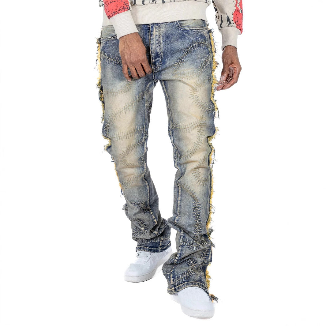 Men's Trousers Slightly Stretch Embroidered Jeans Lootquake LLC
