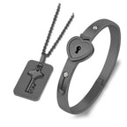 Stainless Steel Love Heart Lock Bangle Bracelet Pi-Mart
