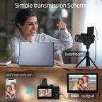 NBD 64MP Digital Camera For Photography And Video, 4K Vlogging Camera With 3' Flip Screen, 16X Digital Zoom, WiFi& Autofocus, Cameras Strap&Tripod, 2 Batteries, 32GB TF Card Lootquake LLC