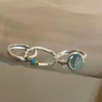 Small Pieces Of Silver Natural Stone Open Ring For Women Lootquake LLC