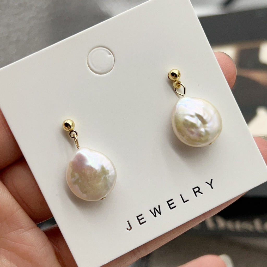 Classic Double Bead Baroque Stud Earrings Pi-Mart