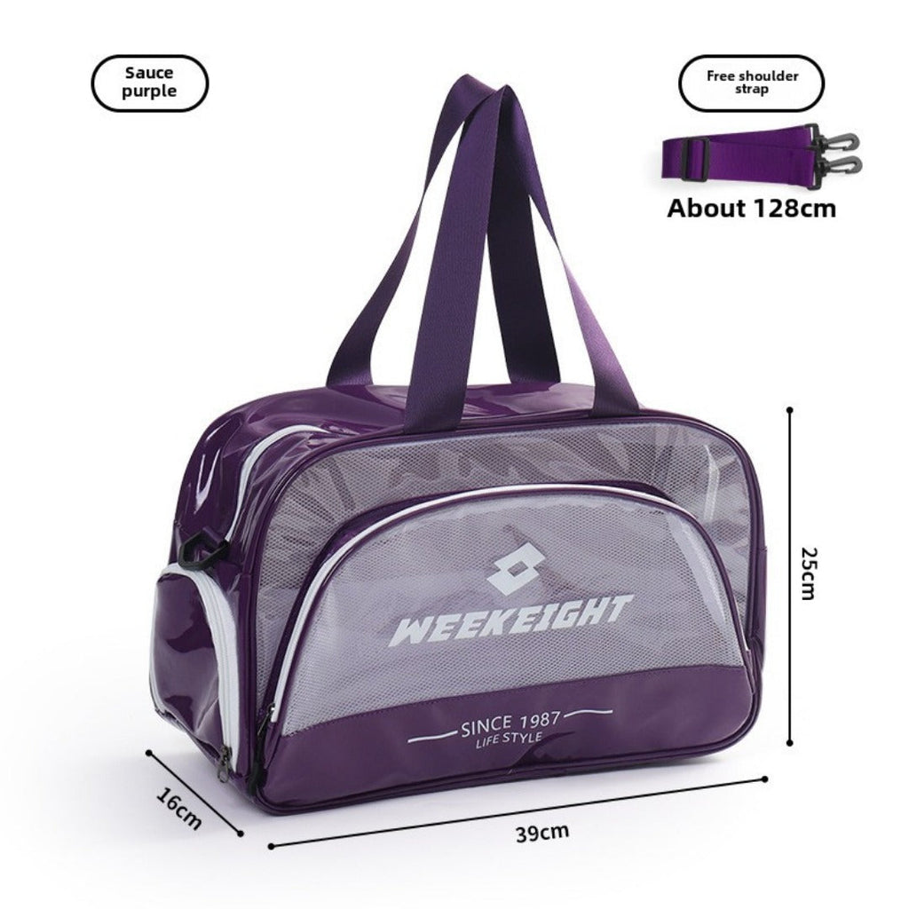 PVC transparent swimming storage bag, wet and dry separation sports beach bag, large capacity fitness bag, Transparent travel tote bag for women - SJB-DIAMOND ELITES