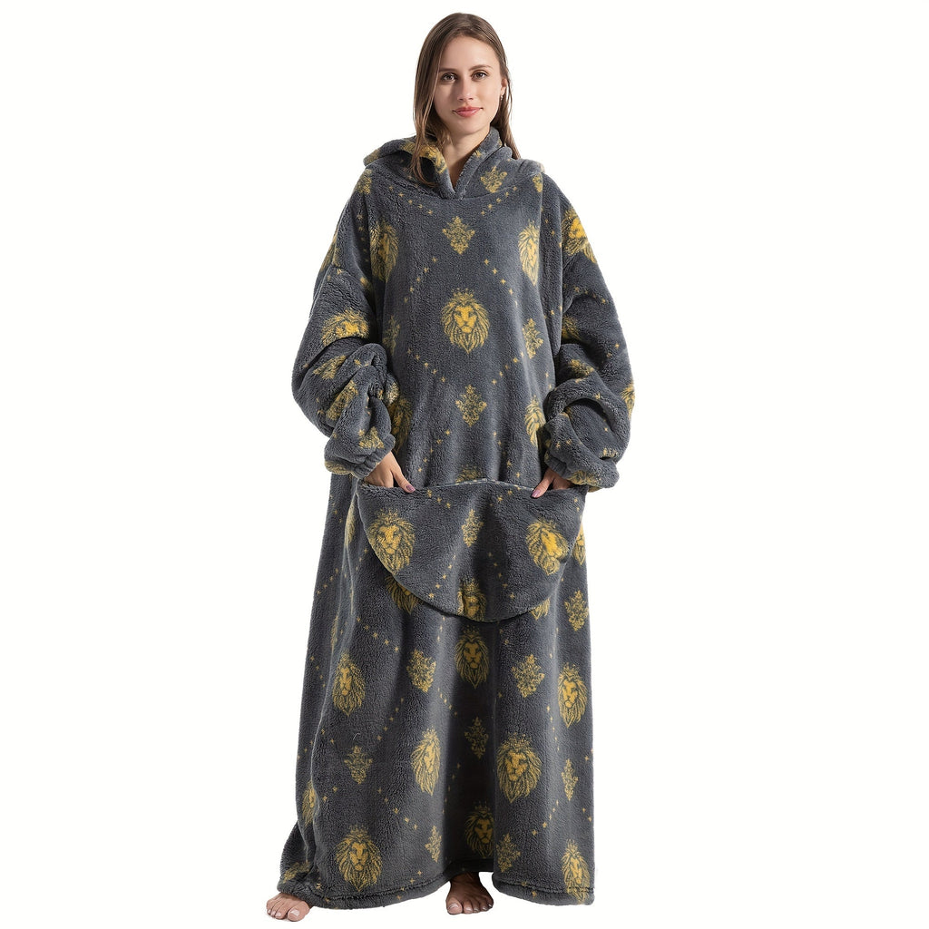 1pc Extra Long Wearable Blanket Hoodie With Sleeves - Ultra Soft, Super Warm, and Cozy Fleece Oversized Hoodie Blanket with Giant Pocket for Snuggling Up - Perfect Gift for Women, Men, and Mom Lootquake LLC