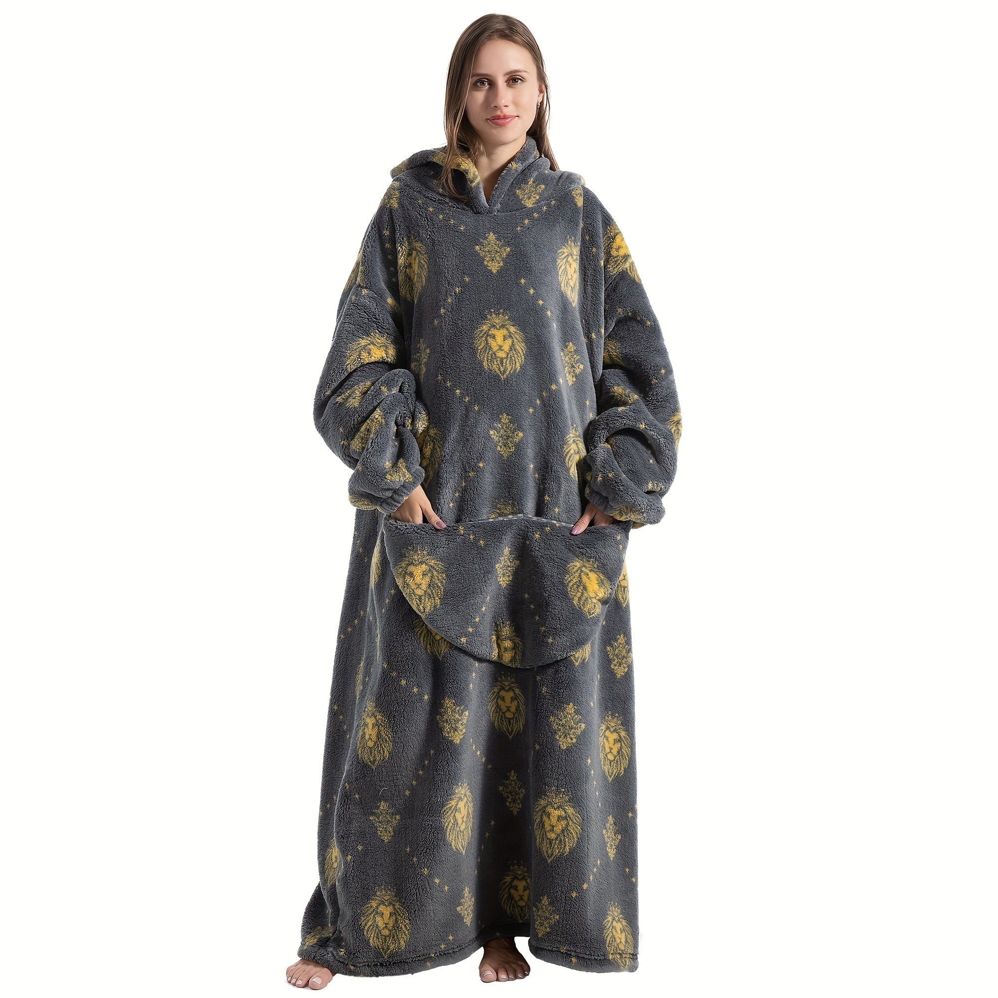 1pc Extra Long Wearable Blanket Hoodie With Sleeves - Ultra Soft, Super Warm, and Cozy Fleece Oversized Hoodie Blanket with Giant Pocket for Snuggling Up - Perfect Gift for Women, Men, and Mom Lootquake LLC