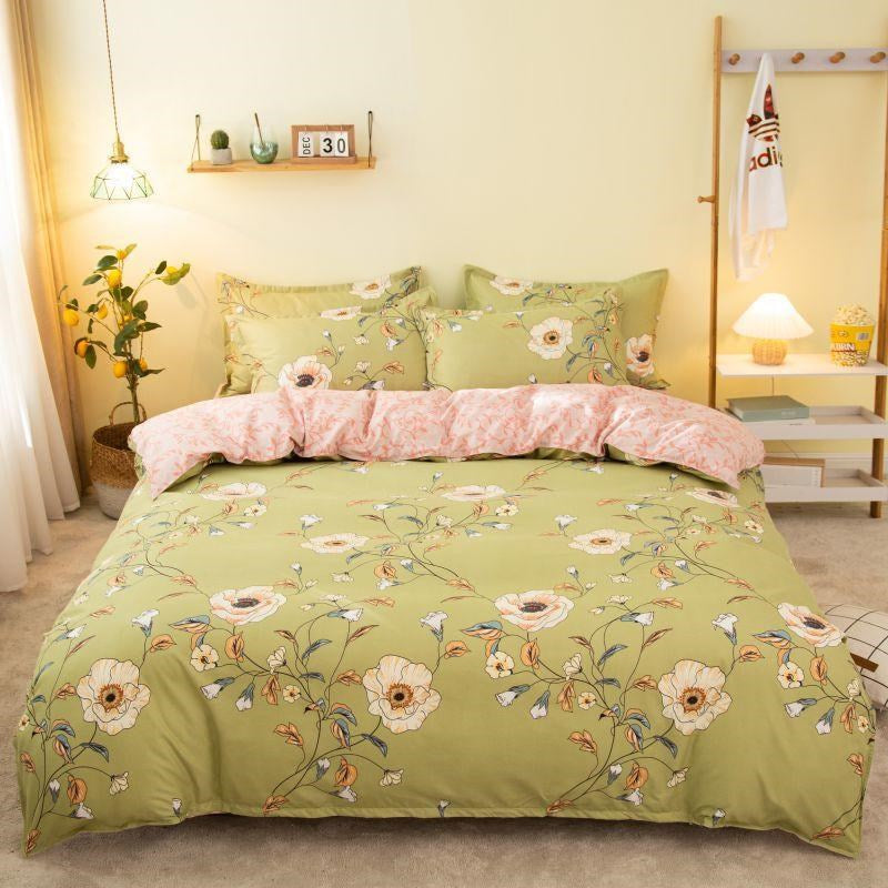 Cover Set Bed Cotton Quilt Bedsheet Bedding Duvet Fitted Pi-Mart