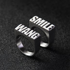 Customized Alphabet Couple Ring Customized Sterling Silver Couple Style Pi-Mart