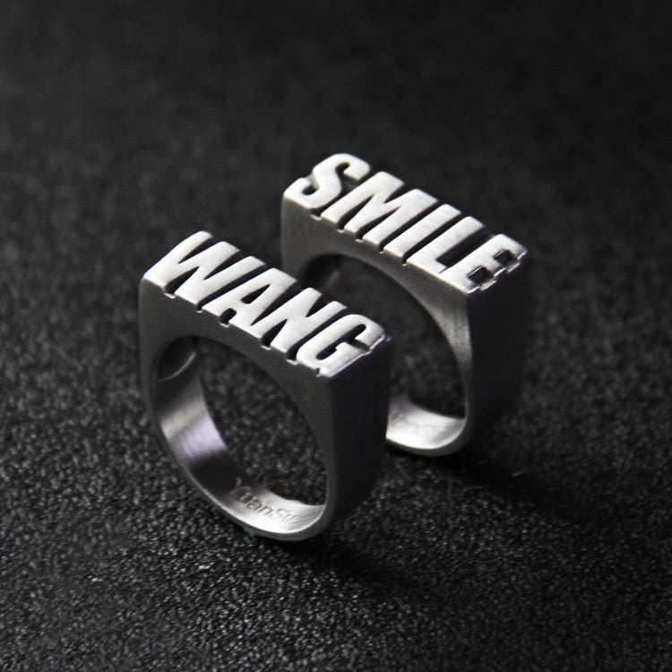 Customized Alphabet Couple Ring Customized Sterling Silver Couple Style Pi-Mart