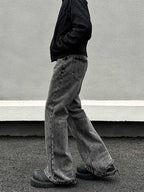 Washed Distressed Gray Skinny Jeans Men's Straight Pants Lootquake LLC