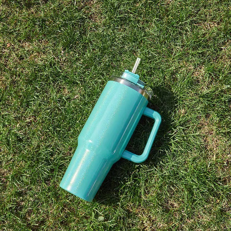 40oz Straw Coffee Insulation Cup With Handle Portable Car Stainless Steel Water Bottle LargeCapacity Travel BPA Free Thermal Mug Pi-Mart