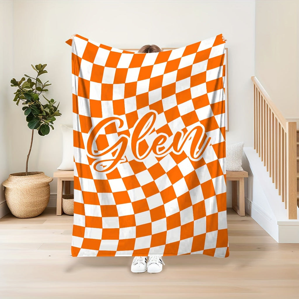 1pc Custom Blanket Vintage Striped Name Custom Blanket Soft Flannel Sofa Blanket TV Blanket Personalized Custom Blanket Exclusive Gift Blanket Lootquake LLC