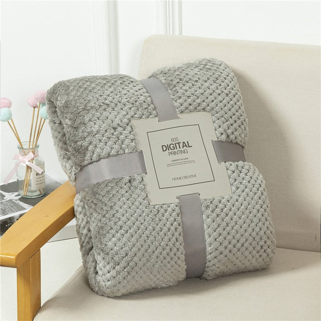 Fluffy Plaid Winter Bed Blankets by Pi Mart
