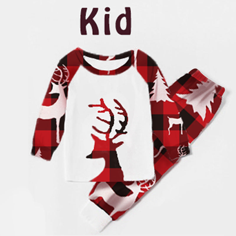 European And American Deer Head Print Parent-child Home Service Suit Pi-Mart