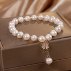 Natural Freshwater Pearl Bracelet Light Luxury Four-leaf Clover Simple Hand Jewelry Pi-Mart