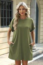 Short Sleeve Mini Dress with Pockets Casual & Stylish Everyday Wear