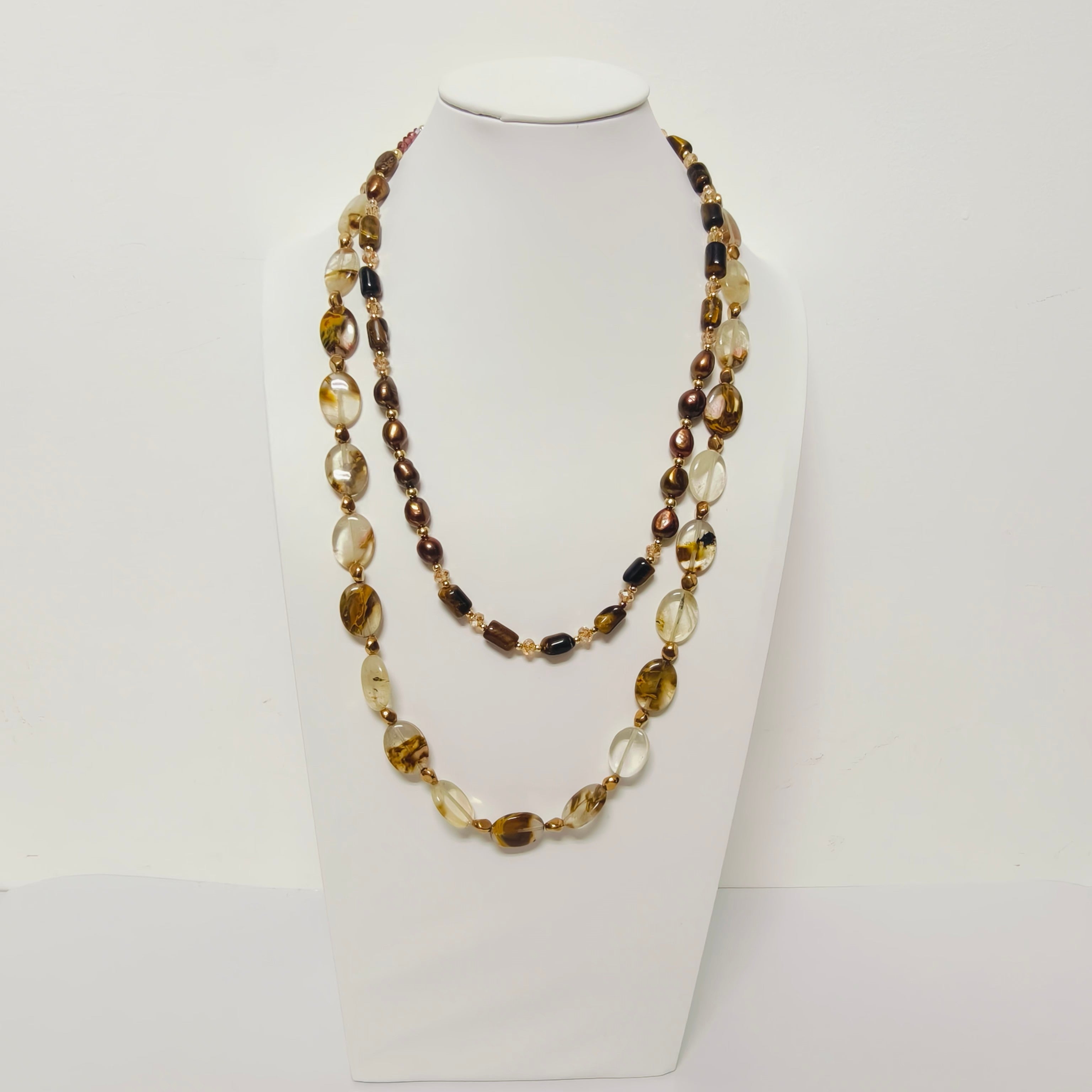 Handmade Premium Crystal Necklace |  Artisan Woven Jewelry with Alloy Accents  | Elegant Sparkling Statement Necklace for Women (MAC344)