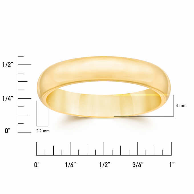 14K Solid Gold 4mm Unisex Wedding Band Pi-Mart