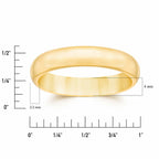 14K Solid Gold 4mm Unisex Wedding Band Pi-Mart