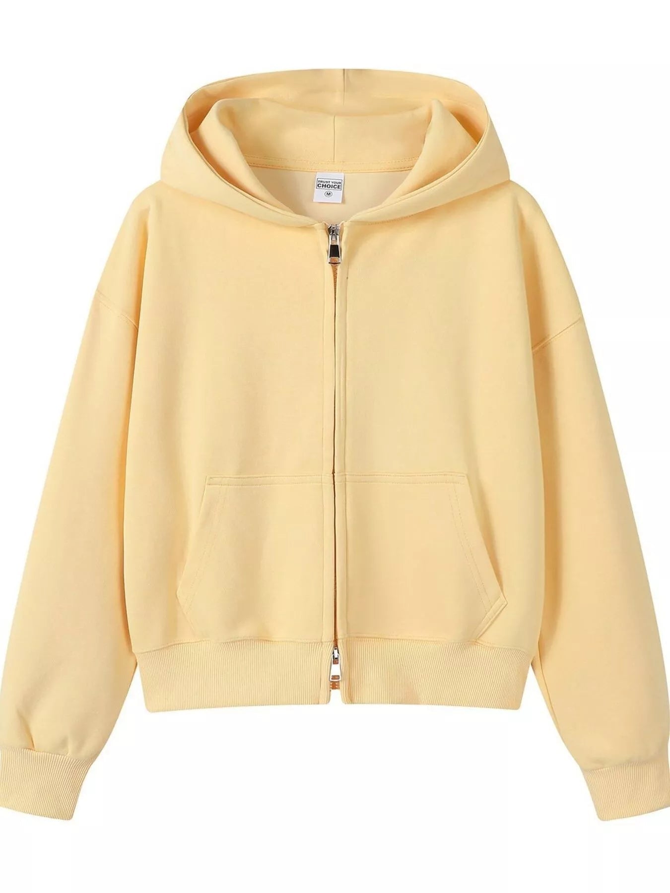 Full Size Casual Zip-Up Long Sleeve Hoodie Plus Size THRIXINE