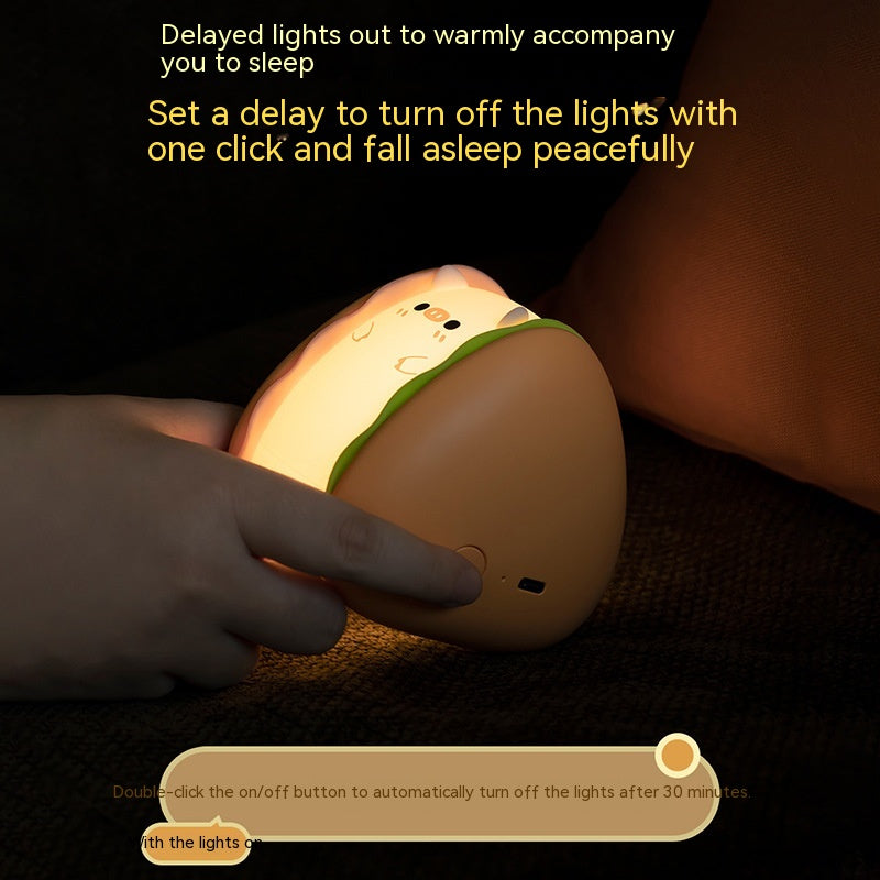 Hamburger Pig Small Night Lamp USB Rechargeable Bedroom Pi-Mart