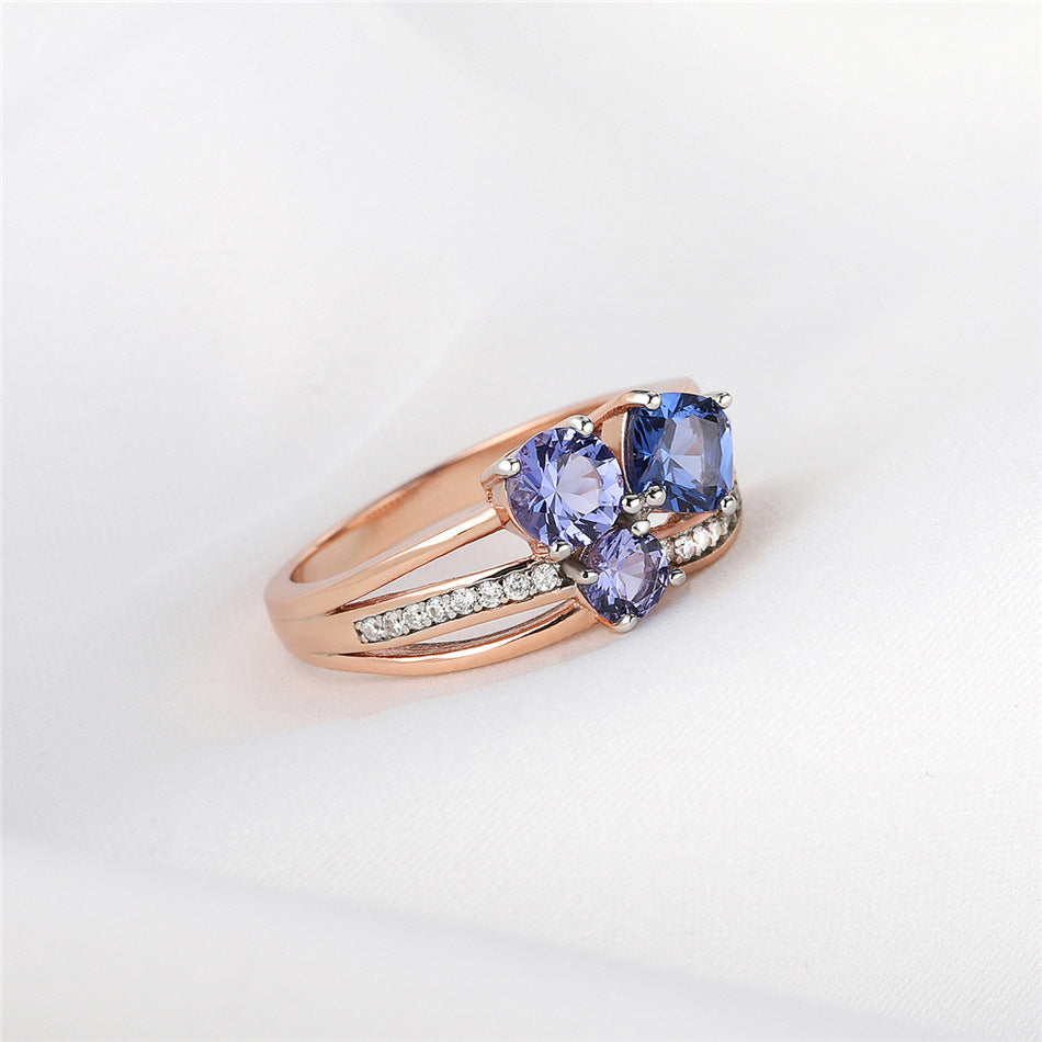 Sterling Silver Tan Sang Rose Gold Color Separation Plating Ring Pi-Mart