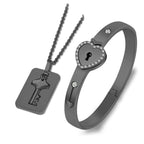 Stainless Steel Love Heart Lock Bangle Bracelet Pi-Mart