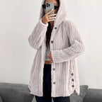 Hooded Loose Plush Coat Women's Regular Sleeve Pi-Mart