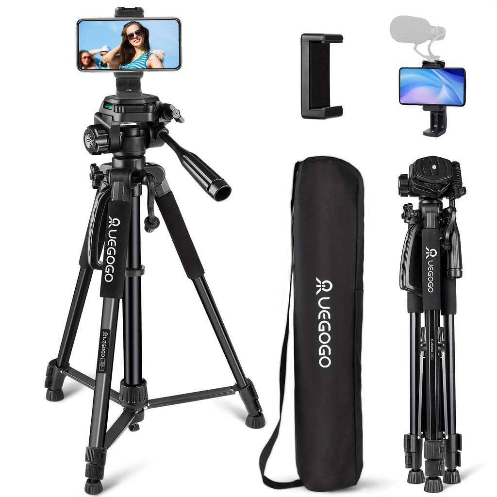 ZOMEI 60 Inch Micro Single-lens Digital Camera Mobile Phone Horizontal And Vertical Shooting Live Portable Aluminum Tripod With Mobile Phone Clip + T-shaped Mobile Phone Clip Lootquake LLC