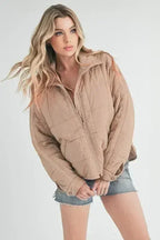 Aemi + Co Quilted Zip Up Puffer Jacket