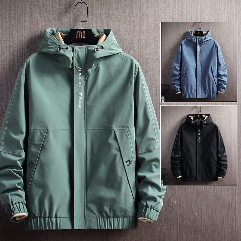 Spring And Autumn Men's Jacket Student Autumn Workwear Jacket Hooded Pi-Mart