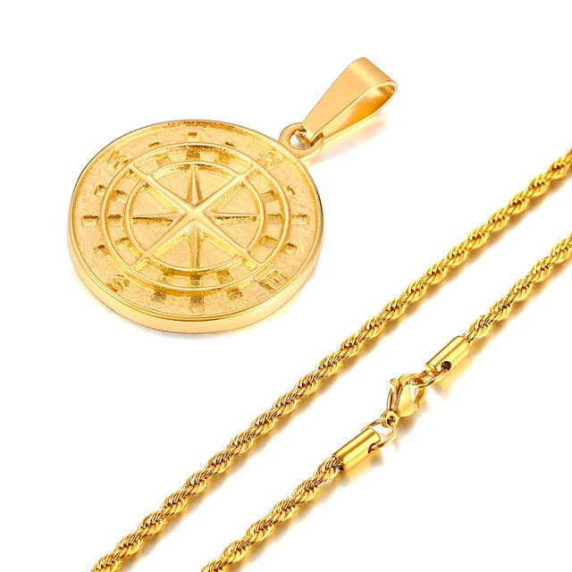 Men's Compass Necklaces Pi-Mart