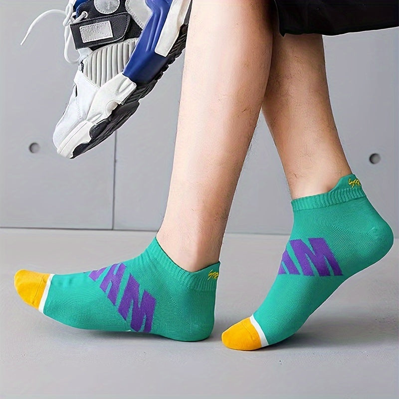 5 Pairs Unisex Letter Graphic Socks, Stylish & Breathable Low Cut Ankle Socks, Women's Stockings & Hosiery Lootquake LLC