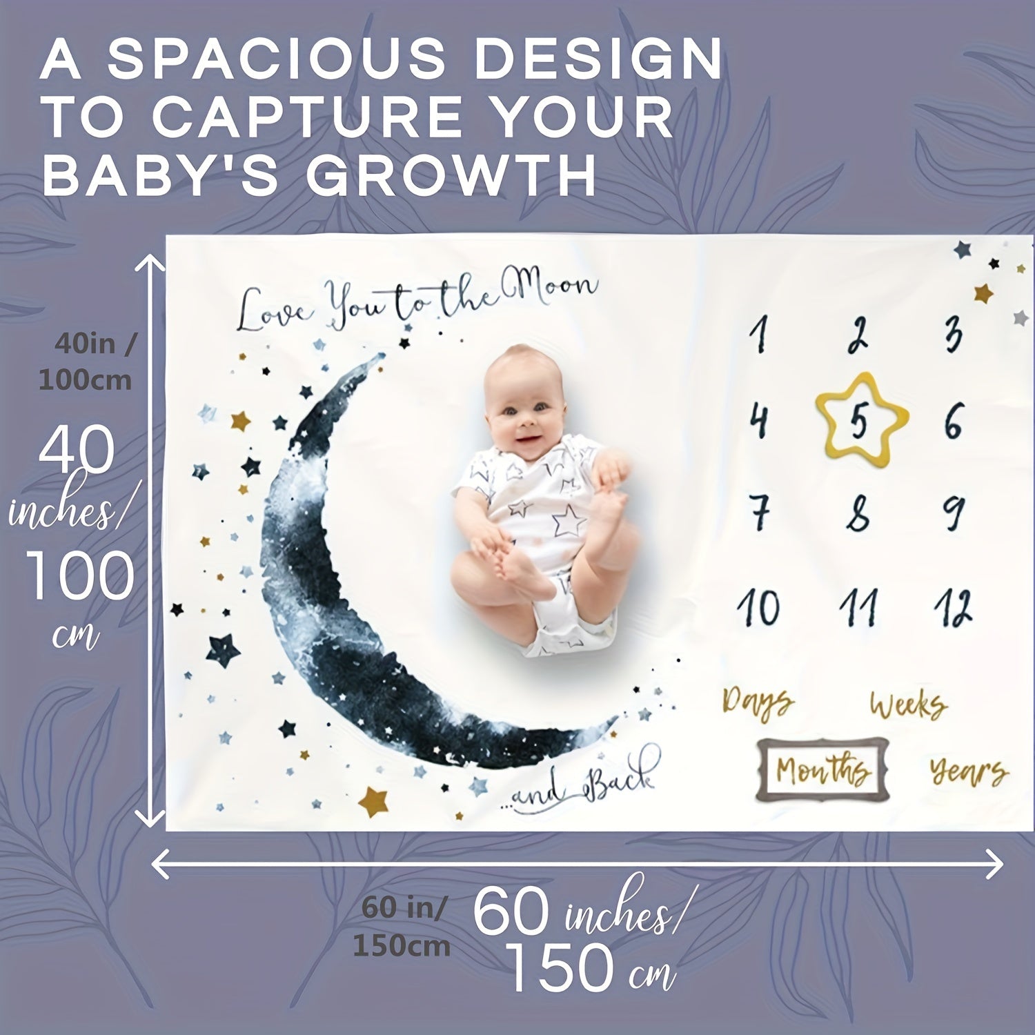 Extra Large Baby Milestone Blanket for Boys - Polyester Photography Prop with Monthly Growth Chart and Calendar - Perfect for Christmas, Halloween, and Thanksgiving Day Gifts Lootquake LLC