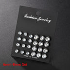 White Crystal Stud Earrings Set Pi-Mart