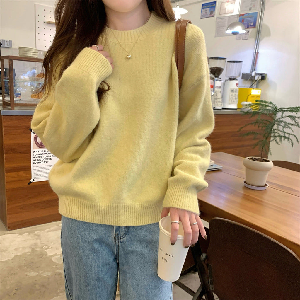Korean Style Soft Glutinous Loose Candy Color Sweater Pi-Mart