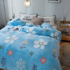 Plush Thick Snowflake Duvet Cover Single Piece Flannel Pi-Mart