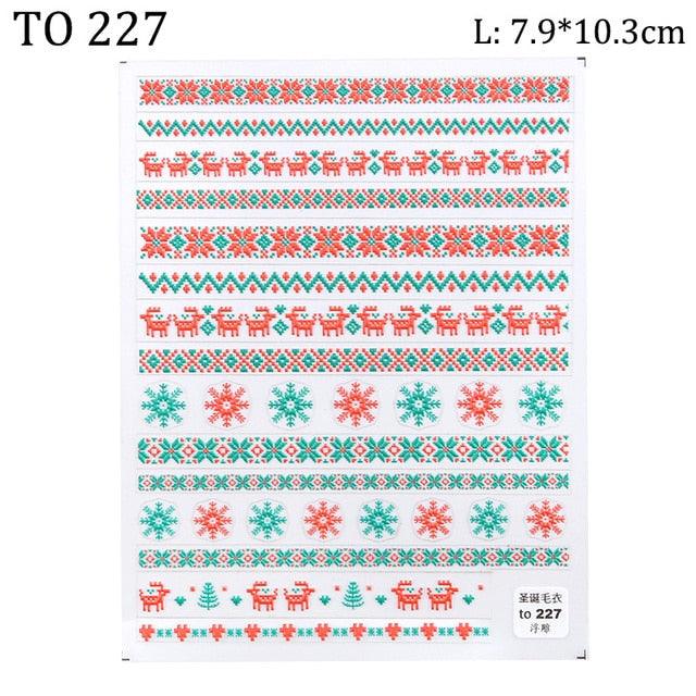 5D Sweater Nail Sticker Acrylic Engraved Winter Charm Designs Beauty Cloth Christmas Patterns Nails Art Decoration Tools  Nail Art Stickers Decor Tip Transfer Nail Decals Sticker For Pretty Girl Self-Adhesive Nail Decals Designer Nail Stickers Stevvex