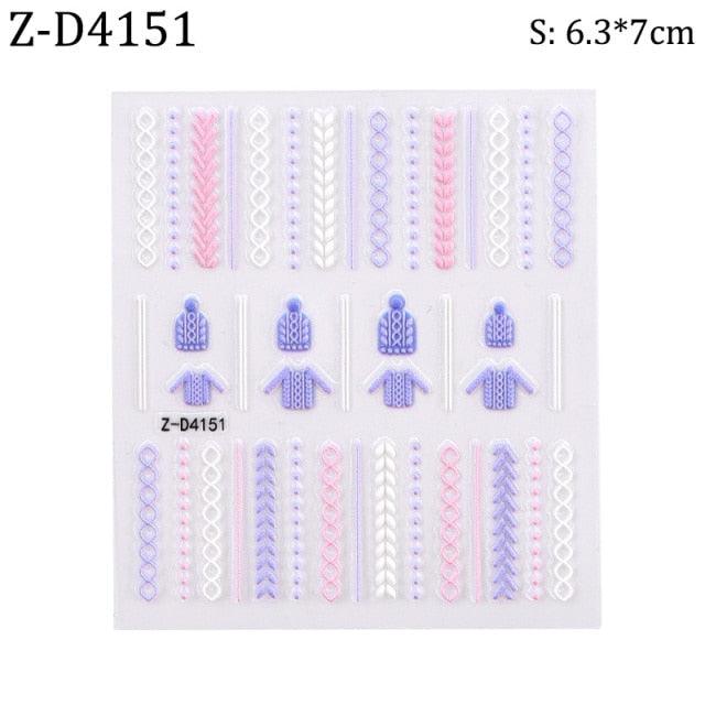 5D Sweater Nail Sticker Acrylic Engraved Winter Charm Designs Beauty Cloth Christmas Patterns Nails Art Decoration Tools  Nail Art Stickers Decor Tip Transfer Nail Decals Sticker For Pretty Girl Self-Adhesive Nail Decals Designer Nail Stickers Stevvex