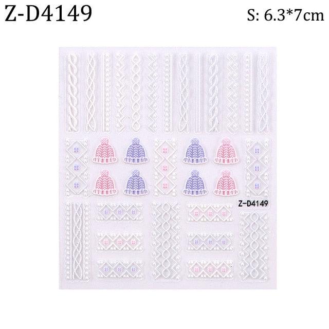 5D Sweater Nail Sticker Acrylic Engraved Winter Charm Designs Beauty Cloth Christmas Patterns Nails Art Decoration Tools  Nail Art Stickers Decor Tip Transfer Nail Decals Sticker For Pretty Girl Self-Adhesive Nail Decals Designer Nail Stickers Stevvex