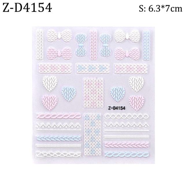 5D Sweater Nail Sticker Acrylic Engraved Winter Charm Designs Beauty Cloth Christmas Patterns Nails Art Decoration Tools  Nail Art Stickers Decor Tip Transfer Nail Decals Sticker For Pretty Girl Self-Adhesive Nail Decals Designer Nail Stickers Stevvex