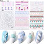 5D Sweater Nail Sticker Acrylic Engraved Winter Charm Designs Beauty Cloth Christmas Patterns Nails Art Decoration Tools  Nail Art Stickers Decor Tip Transfer Nail Decals Sticker For Pretty Girl Self-Adhesive Nail Decals Designer Nail Stickers Stevvex