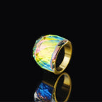Stainless Steel Diamond-shaped Exaggerated Gemstone Ring For Men