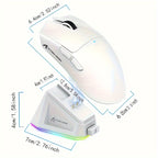Lightweight Wireless Gaming Mouse X11 with RGB Charging Base, Tri-mode-2.4G/USB-C Wired/BT, Up to 22K DPI, PAW3311 Optical Sensor, HUYU for Switch, 5 Programmable Buttons, Suitable for PC/Mac White Lootquake LLC