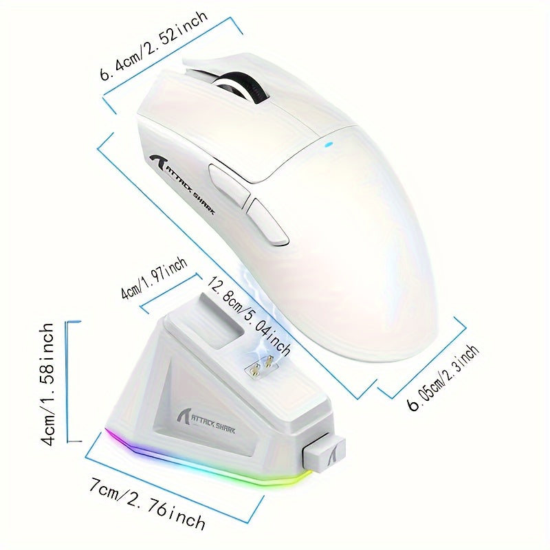 Lightweight Wireless Gaming Mouse X11 with RGB Charging Base, Tri-mode-2.4G/USB-C Wired/BT, Up to 22K DPI, PAW3311 Optical Sensor, HUYU for Switch, 5 Programmable Buttons, Suitable for PC/Mac White Lootquake LLC