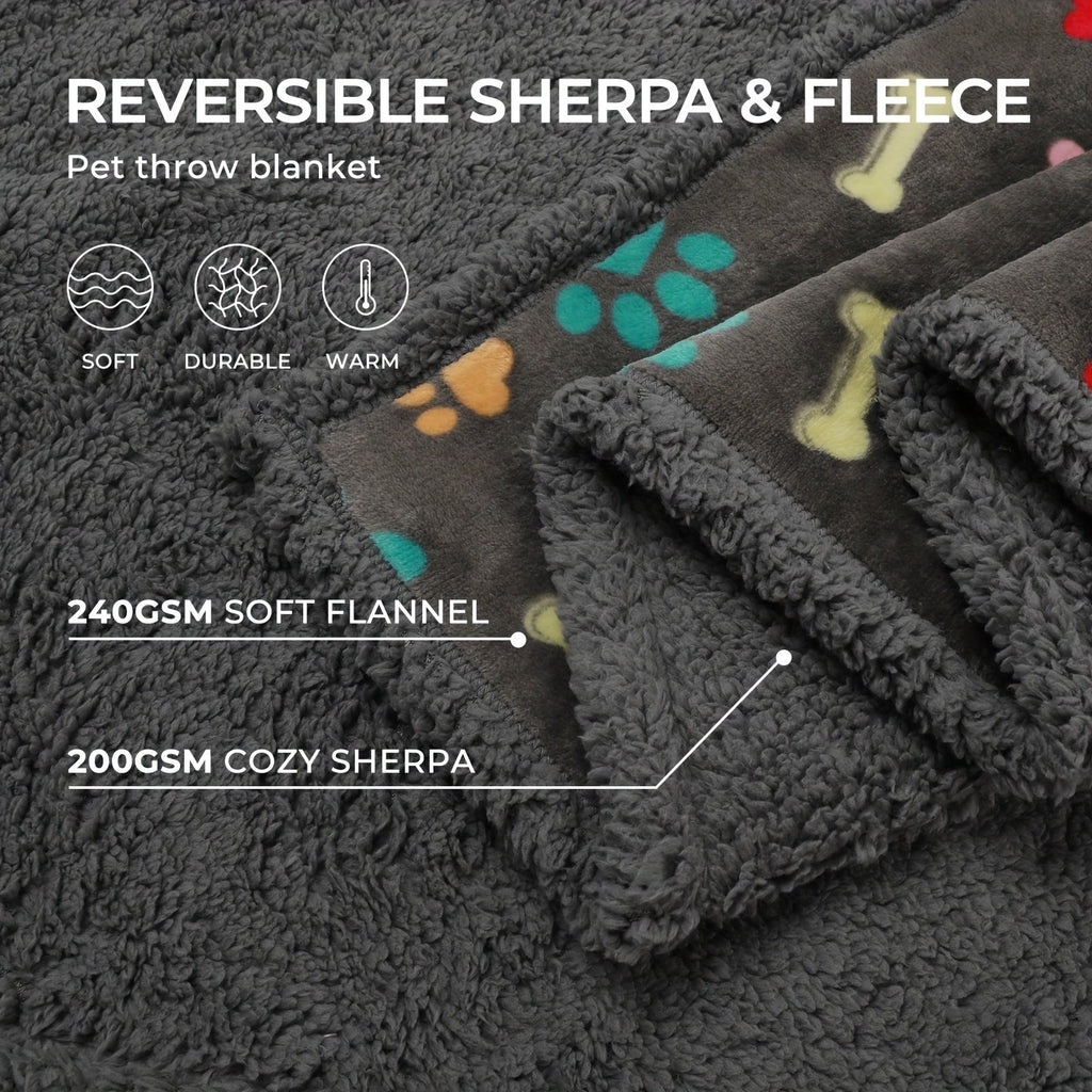 Reversible Waterproof Dog Blanket - Soft Sherpa Fleece Pet Mat for Small to Large Breeds, Tear-Resistant Couch & Sofa Protector, Machine Washable, Cat Blanket, Puppy, Furniture Protector Lootquake LLC