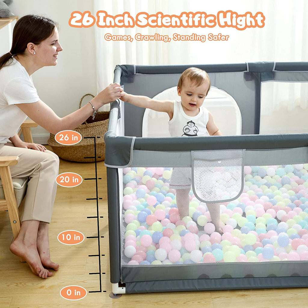 Play Pen For Babies And Toddlers, Baby Play Yard With Gate For Limited Space 47x47x26  Baby Fence With Breathable Mesh, Safety Indoor & Outdoor Activity Center Pi-Mart