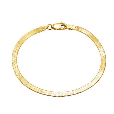 S925 Sterling Silver Bracelet Flat Snake Bone Pi-Mart