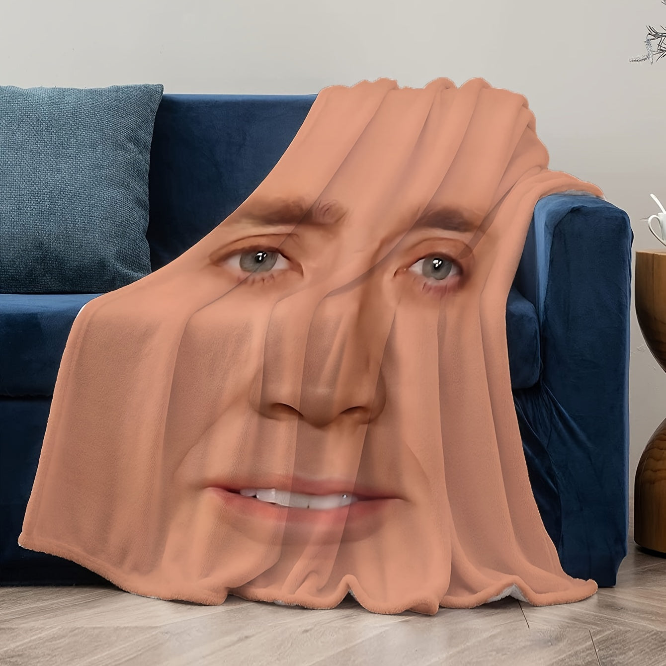 Funny Friends Face Print Throw Blanket - Soft, Reversible, All-Season Knit for Car, Lunch Break & Travel